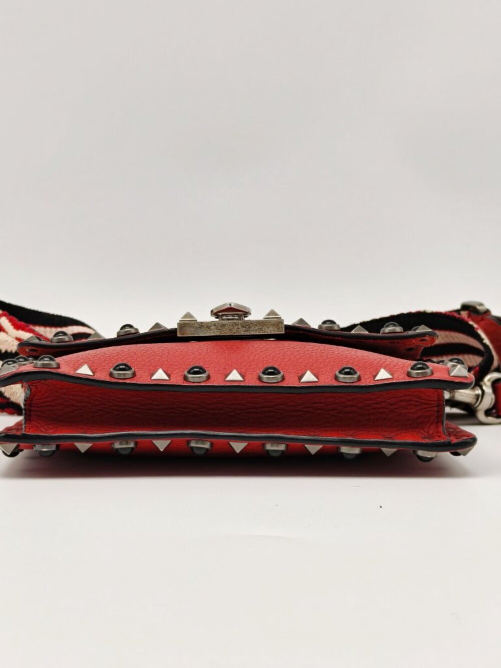 Valentino Garavani Rockstud Red Leather Crossbody Bag Studded Mini Shoulder Bag - Picture 7 of 13